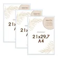 Produktbild: Wackadoo Bilderrahmen A4 21x29.7 (DIN A4) Weiß 3er Set Fotowand Fotorahmen aus leichtem Kunststoff mit Glas Picture frame Poster