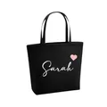 Produktbild: Lounis Personalisierte Filztasche mit Namen und Herz - Handtasche - Filzshopper - Shoppingbag - Tasche Filz - Geschenkidee (Schwarz)