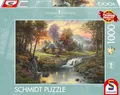 Produktbild: Schmidt Spiele 58445 - Thomas Kinkade, Holzhaus am Bach, 1.000 Teile