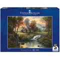 Produktbild: Schmidt Puzzle 1000 Teile Thomas Kinkade Holzhaus am Bach | Erwachsenenpuzzle