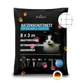 Produktbild: Purrics Katzennetz für Balkon & Fenster Drahtverstärkt | 8x3m | Schutznetz ohne Bohren | Katzengitter drahtverstärkt | wetterbeständig & bissfest | Befestigungsset inklusive | Katzenschutznetz schwarz