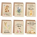 Produktbild: Papierdrachen Glückwunschkarten zur Geburt | 6 verspielte Grußkarten als Klappkarte inklusive Umschlag zur Geburt des Babys - Stilvolles Design - Motiv Waldtiere