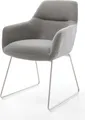 Produktbild: DELIFE Esszimmerstuhl Pejo-Flex Strukturstoff Soft Grau Kufengestell Edelstahl Taschenfederkern