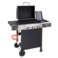 Produktbild: Dema Gasgrill Oklahoma 3+1 - Gasgrillwagen, Seitenbrenner, 4 Flammen, Outdoor Cooking BBQ, Profigrill - inkl. Thermometer, Druckminderer, Gasschlauch - robust, leistungsstark, langlebig 14004