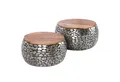 Produktbild: riess-ambiente Couchtisch STONE MOSAIC Ø65cm silber / natur (Set, 2-St), Wohnzimmer · Metall · Massivholz · rund · Mosaik Design · handmade