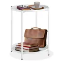 Produktbild: tectake® Tisch rund, Beistelltisch Metall, Kleiner Tisch, Couchtisch mit Stauraum, Coffee Table für Wohnzimmer, Nachttisch Schlafzimmer, 2X abnehmbare Tischplatte (Weiß | Nr. 404198)