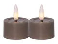 Produktbild: STAR TRADING LED-Kerze Flamme Flow (Set, 2-tlg), taupe 3D Flamme 6/18h Timer 4x5cm Wachsspiegel