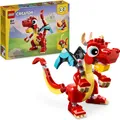 Produktbild: LEGO Creator 3in1 Roter Drache, Spielzeug mit 3 Tierfiguren inkl. Roter Drache, Fisch und Phönix, Tiere-Set für Kinder, Geschenk für Jungs und Mädchen ab 6 Jahren 31145