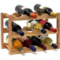 Produktbild: Relaxdays - Weinregal Klein, Flaschenregal Mit 3 Ebenen Für 12 Flaschen Wein, H X B X T: 28 X 42,5 X 21 Cm, Natürlich