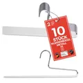 Produktbild: MAWA Hosenbügel, Set mit 10 platzsparenden Kleiderbügel, ideal für Jeans, Stoffhosen und Anzughosen, mit antirutschbeschichtetem Steg, 35 cm, weiß