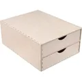 Produktbild: Creative Deco Schubladen-Box aus Birken-Sperrholz | 2 Schubladen | 33 x 25 x 13,5 cm (+/- 1 cm) | Mini-Kommode für Kleinigkeiten | Perfektes Ordnu... - Beige