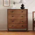 Produktbild: Kommode APOANA mit 4 Schubladen aus Massivholz in Kastanien Finish - Holzkommode skandinavisch, Schubladenschrank mit Stauraum, Schlafzimmerkommode im Landhausstil