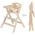 Produktbild: Hochstuhl Klappbar - Roba - Fold Up Smart - Essbrett + Sicherheitsgurt - Naturholz