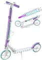 Produktbild: RAVEN Scooter Roller Tretroller Kickscooter für Kinder Erwachsene |klappbar | höhenverstellbar | Tragegurt | Klingel | Flaschenhalter (Pastelle White/Mint mit Handbremse, 200mm)