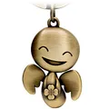 Produktbild: FABACH Schutzengel Schlüsselanhänger Happy mit Kleeblatt - Glücksengel aus Metall - Viel Erfolg Glücksbringer Auto Engel Anhänger - Geschenk Viel Glück