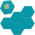 Produktbild: Relaxdays - Filzpinnwand, 6 Stück, selbstklebende Sechsecke aus Filz, HxBxT: 26x30x0,9 cm, Filzwand inkl. Pinnnadeln, blau
