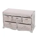 Produktbild: Mendler Kommode und Sitzbank mit 5 Schubladen, 45x77x36cm, Shabby-Look, Vintage - weiß
