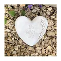 Produktbild: Radami Grabherz Gedenkstein - Ihr fehlt Uns - Grabschmuck Grabdeko Trauerherz 10cm, Handarbeit weiß
