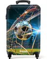 Produktbild: NoBoringSuitcases.com© Kinderkoffer Schwarzer und weißer Fußball trifft das Netz in einem Stadion 55x35x20, 4 Rollen, Kinder Koffer Klein, Trolley Handgepäck, Reisekoffer