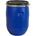 Produktbild: Plasteo - 60 Liter Weithalsfass blau mit Deckel und Spannring, Lebensmittelecht BPA-Frei, Futtertonne Kunststofffass Universalfass Deckelfass