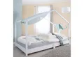 Produktbild: roba® Hausbett aus Massivholz, bodentiefes Kinderbett in 90 x 200 cm & 70 x 140 cm (Kombi-Set - Kinderbett & Lattenrost), Bodenbett für Kinder nach Montessori Prinzip - Weiß lackiert