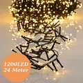 Produktbild: 1200 LED Lichterkette 24m warmweiß mit Timer und 8 Programmen für innen und außen