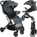 Produktbild: tectake® Buggy Kinderwagen von 0 bis 3 Jahre, Wagen für Baby Erstausstattung Neugeborene und Kinderbuggy mit Sonnenverdeck, einhändig faltbarer Reisebuggy, Reisekinderwagen, Baby Wagen - anthrazit
