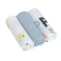 Produktbild: LÄSSIG Baby Mulltuch Spucktuch Puckdecke 3er Set Baumwolle 80 x 80 cm/Heavenly Soft Swaddle L Happy Fruits Lemon
