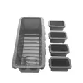 Produktbild: Coolinato - Silikon Backform Kastenform 5er Set für Königskuchen & Brot - rechteckig Grau - Antihaft Silikonform 31x13 cm & 4x 9x5,5 cm Formen backofenfest bis 230°C & antihaft inkl. tollen 4 Rezepten