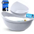 Produktbild: BabybeFun Baby Badewanne mit Badewanneneinsatz für Neugeborene - Testsieger - Rutschfeste Babybadewanne für Babys und Kleinkinder - 0-6 Monate - Babywanne für Dusche Badewanne Grau