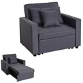 Produktbild: Schlafsessel MCW-L90, Klappsessel Schlafsofa Gästebett Relaxsessel, Liegefläche 197x103cm Stoff/Textil ~ dunkelgrau