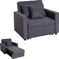 Produktbild: Schlafsessel MCW-L90, Klappsessel Schlafsofa Gästebett Relaxsessel, Liegefläche 197x103cm Stoff/Textil dunkelgrau