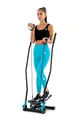 Produktbild: Hop-Sport Stepper mit Haltegriffen, Blau - Kompakter Swing Stepper für Zuhause, Fitnessgerät mit LCD-Display und Expandern, Nordic Walking Training, Max. Belastung 100 kg