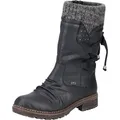 Produktbild: Rieker Damen Stiefelette Boot trendy mit Raffung Zierschnürung Doppeloptik Z4773, Größe:38 EU, Farbe:Schwarz - Schwarz - 38