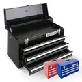 Produktbild: Arebos Werkzeugkoffer mit 3 Schubladen & 2 Ablagefächern 52 x 22 x 30,5 cm | Werkzeugkasten abschließbar | Werkzeugbox inkl. Tragegriff & Schnappverschlüssen | Antirutschmatten | Schwarz