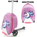 Produktbild: VEVOR Scooter Koffer, 20 L Fassungsvermögen, Reisekoffer mit Flash-PU-Rädern, TPR-Anti-Rutsch-Griff, max. Gewichtskapazität 50 kg, Kinderkoffer Handgepäck, für Kinder ab 5 Jahren, Lila