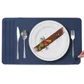 Produktbild: Simurq Platzsets Abwaschbar in Lederoptik - Beidseitig Nutzbare und rutschfeste Tischsets Platzdeckchen tischuntersetzer - Tischdeko für Esszimmer, Küche, Restaurant und Hotel (Blau, 4er Set)