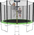 Produktbild: KINETIC SPORTS Trampolin Outdoor SALTO Ø 183/244/305/366/400/430/490 cm - Kindertrampolin Set mit Leiter, Netz, Randpolster, bis zu 160kg