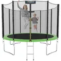 Produktbild: Kinetic Sports Gartentrampolin SALTO, Ø 305 cm, Kindertrampolin Set mit Sicherheitsnetz, USA Sprungtuch, Leiter grün 305 cm