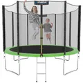Produktbild: KINETIC SPORTS Trampolin Outdoor SALTO Ø 183/244/305/366/400/430/490 cm - Kindertrampolin Set mit Leiter, Netz, Randpolster, USA Sprungtuch - Gartentrampolin, bis zu 160kg Grün Ø 310 cm Ø 310 cm, Grün