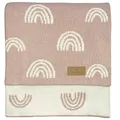 Produktbild: DIKOS® Babydecke Bio Baumwolle Mädchen Regenbögen rosa – 100% GOTS Zertifiziert – Strickdecke – Neugeborenen Baby Decke Erstlingsdecke Altrosa – Kinderwagendecke Geschenk zur Geburt