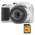 Produktbild: Kodak Pixpro Astro Zoom AZ255 + SD-Speicherkarte 32 GB – Digital-Bridge-Kamera 16 MP, 25-facher Zoom, Video HD 1080p, Weitwinkel 24 mm, LCD-Display 3, AA-Batterie – Weiß