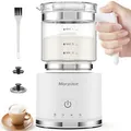 Produktbild: Morpilot Milchaufschäumer Elektrisch, 500ml 600W, 4 in 1 Milchschäumer für Heißer und Kalter, Spülmaschinenfest, Visuelles Glas, Latte-Design, Weiß