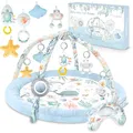 Produktbild: Nukido Spieldecke Mit Spielbogen Baby Spielmatte Babyspieldecke Krabbelmatte Krabbeldecke 7 Spielzeuge Und Kissen Weich Pflegeleicht Ocean Blau