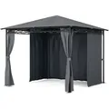 Produktbild: Blumfeldt Mondo - Pergola Partyzelt Gartenzelt Gazebo, Größe: 2,95 X 2,6 X 2,95 M (bxhxt), 4 Seitenteile, Easymount Concept, Witterungsschutz: Uv / Wind / Regen, Dunkelgrau