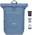 Produktbild: Lichtblaue Rolltop-Tasche mit Laptopfach für Uni, Arbeit & Fahrrad - Große Reisetasche - Wasserabweisend