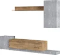 Produktbild: Wohnwand Rimini Anbauwand 4-teilig grifflos Farbe wählbar,Beton / Kastanie