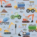 Produktbild: Geschenkpapier 70cm x 2m Rolle Baustelle - Geschenkpapierrolle mit Bagger, LKW & Baufahrzeugen - Verpackungspapier für Kindergeburtstag, Bauarbeiter-Party, Fahrzeuge & Baumaschinen Fans
