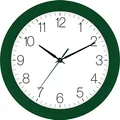 Produktbild: Eurotime Funkwanduhr, 30 cm, Dunkelgrün Grün, Kunststoffgehäuse, gewölbtes Echtglas, automatische Zeitein- und Zeitumstellung von Sommer- und Winterzeit, klares Zifferblatt, 52800-09-3