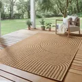 Produktbild: SIMPEX Indoor Outdoor Teppich Wetterfest Sisal, Boho Modern Design, Küche, Terrasse, Garten und Balkon, Größe: 140 x 200 cm, Farbe: Beige-1